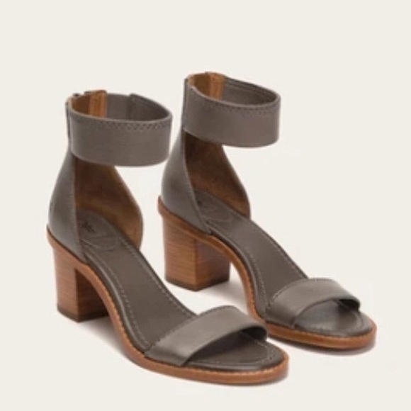 Frye Brielle Charcoal Grey Wooden Ankle Sandals - Picture 3 of 16